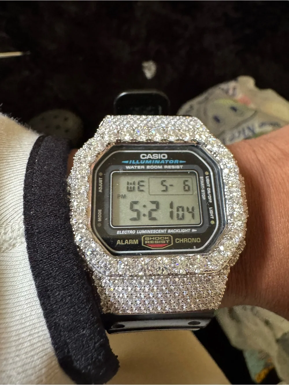 Casio Digital Watch with Sparkling Silver Moissanite Case